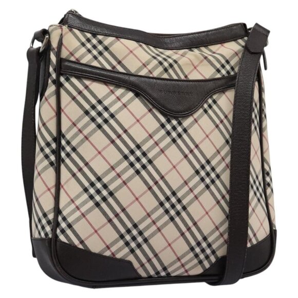 BURBERRY Nova Check Shoulder Bag Canvas Leather Beige Auth BD1036 - Picture 1 of 16